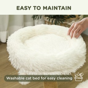 PawHut Drapak dla kota, 61,5 cm, z łóżkiem kocim, słupami do drapania, platformą do skakania, piłką do zabawy, dla kotów do 5 kg, Biały