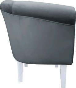 Fotel Milo tkanina Welur wygodny fotel tapicerowany do salonu i sypialni : Kolor nogi - Biała, Kolor tkaniny - VELVET - BL14, Wysokość nogi - 20 cm