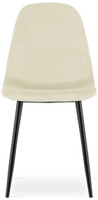 Beżowe aksamitne krzesło COMO z czarnymi nogami