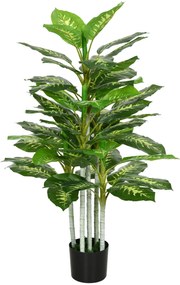 HOMCOM Sztuczna Roślina, Roślina z Plastiku, Doniczka z Cementu, Do Wnętrz i Na Zewnątrz, 120 cm, Zielona