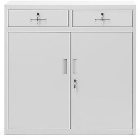 Szafka metalowa niska z 2 szufladami szara, 900x900x400 mm: LENA