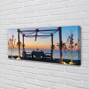 Obraz na płótnie Kolacja nad Morzem o Zachodzie