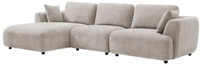 Kanapa narożna lewostronna z beżowej tkaniny TINDRALO