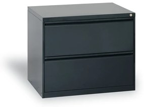 Dwurzędowa szafa kartotekowe A4, 2 szuflady, kolor antracyt