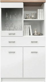 Biała Wysoka Komoda Z Witryną W2-P41