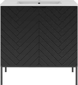 Szafka z umywalką wpuszczaną Aspen 08 czarna, 80 cm - zestaw 3
