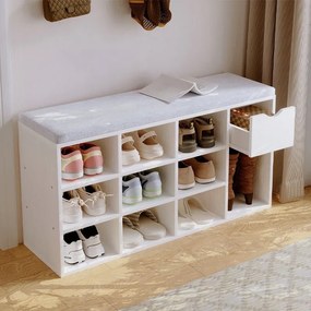 Szafka na buty z siedziskiem loft biała ławka przedpokój nowoczesna