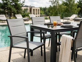 Krzesło ogrodowe aluminiowe antracyt 56x65x88 cm komfortowe wytrzymałe