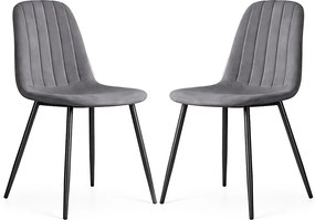 2x Welurowe krzesło tapicerowane pikowane Ciemny Grafit LUMO Czarne nogi
