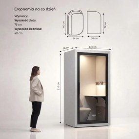 Budka akustyczna do biura INBOX 1-osobowa 2100 x 1100 x 900 mm