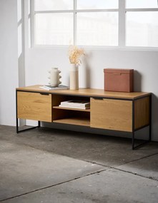 Szafka pod TV w dekorze dębu w naturalnym kolorze 155x55x45 cm Cesura – Unique Furniture