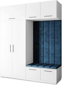 Masseno Garderoba REMA 200/240/60 cm Nowoczesna Szafa do Przedpokoju Biała, MONOLITH 77 (Niebieski)