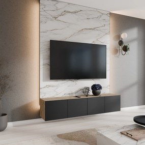 Szafka RTV wisząca MIVO 200 cm do Salonu pod Telewizor - Dąb artisan