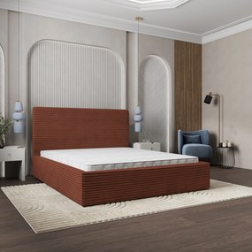 Masseno Łóżko Tapicerowane MIRETTI z pojemnikiem na pościel 200x200 cm - Brązowy, TILIA 52