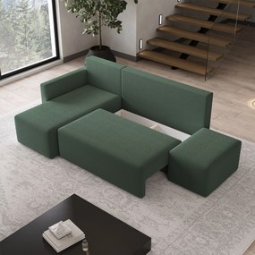 Masseno Narożnik VELOTTI z funkcją spania i pojemnikiem na pościel Narozniki L, Rozkładana sofa - Zielony, QUELLE 37