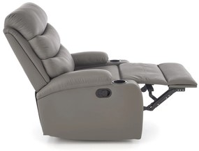 Fotel do salonu wypoczynkowy popielaty, rozkładany eco skóra PERUS