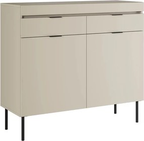 Komoda dwudrzwiowa Sentia 105 cm z dwoma szufladami - kaszmir / czarny
