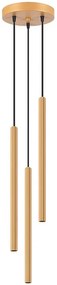 Złota lampa z 3 ryflowanymi długimi kloszami - A613 H2-K23
