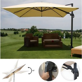 Obrotowy parasol wspornikowy MCW-A96 III,  kremowy bez stojaka, obrotowy