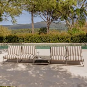 Zestaw Ogrodowy Z 2 Modułowymi Sofami 2-elementowymi I Rozkładanym Stolikiem Bocznym Amaro Kremowa Tapioca - Mokka Brąz - Sklum