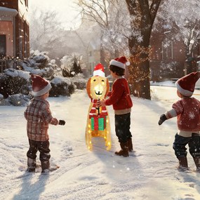 Outsunny Dekoracja świąteczna, podświetlony szczeniak z 74 ciepłymi białymi diodami LED, 64 x 20 x 70 cm, żółty | Aosom PL