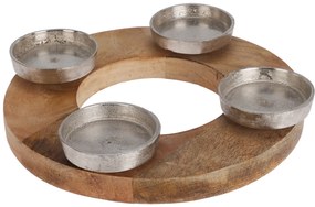 Świecznik na tealighty z drewna mango i z podstawami z aluminium, Ø 27 cm