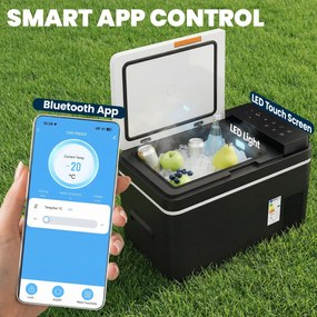 Outsunny Kompresorowa chłodziarka 30L -20°C do +20°C z aplikacją, światłem LED, ochroną baterii | Aosom PL