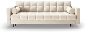 Kremowa aksamitna rozkładana sofa ze schowkiem 222 cm Bali – Cosmopolitan Design