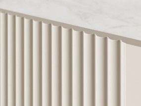 Stolik kawowy Malmi 100 cm z szufladami - kaszmir / crema bianca / złote nóżki
