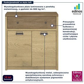 Komoda z szafką loft dąb cremona + dąb lefkas A2-W53