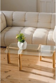 Stolik ze szklanym blatem w naturalnym kolorze 55x105 cm Kob – noo.ma