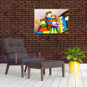 Obraz na szkle - Muzycy, malarstwo (70x50 cm)