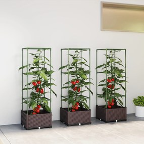 Outsunny Podwyższona grządka z kratką 3-częściowy zestaw donic z otworami odpływowymi | Aosom PL