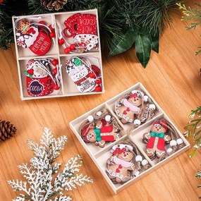 Zestaw HOT DRINKS Świąteczne dekoracje drewniane, 12 szt