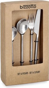 Sztućce 16 szt. ze stali nierdzewnej w kolorze srebra dla 4 osób Bronte – Bizzotto