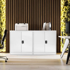 Metalowa szafka z półkami BEATA, 900 x 930 x 400 mm, biała