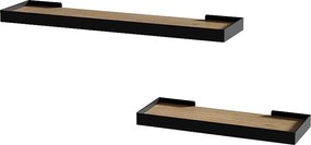 Półka ścienna czarny/dąb 60x15x3 erni