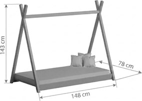 Łóżko dziecięce Tipi 70x140 drewniane domek - różowy