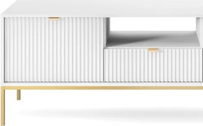 NAYA Szafka RTV 154 biała | złoty stelaż