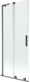 Mexen Velar L parawan nawannowy 2-skrzydłowy rozsuwany 80 x 150 cm, transparent, gun gray szczotkowany - 896-080-003-01-66