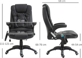 HOMCOM Krzesło biurowe ergonomiczne Funkcja masażu i ogrzewania Fotel Biurowy Obrotowy Maksymalny kąt oparcia 120kg Czarny | Aosom PL