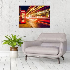 Obraz na szkle - czerwona budka telefoniczna w Londynie (70x50 cm)