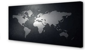 Obraz na płótnie Biała Mapa na Czarnym Tle