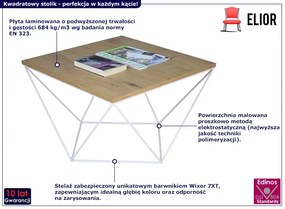 Kwadratowy stolik kawowy dąb lancelot + biały Huzox