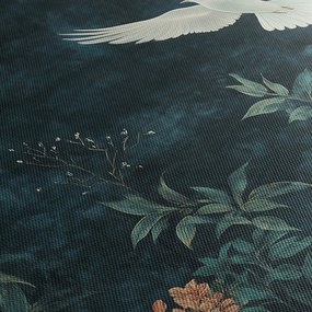 Obraz - Dwa gołębie (z zegarem) (90x30 cm)