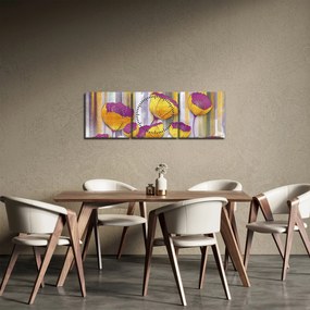 Obraz - Ilustracja kwiatów (z zegarem) (90x30 cm)