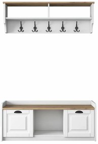 Wieszak ścienny z półką na buty Polo White and Walnut