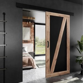 Drzwi przesuwne PALADIO 3 z maskownicą dąb craft złoty i czarny 70