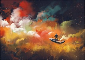 Obraz na szkle - człowiek unoszący się w kosmosie (70x50 cm)