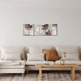 Obraz - Kwiaty dekoracyjne (z zegarem) (90x30 cm)
